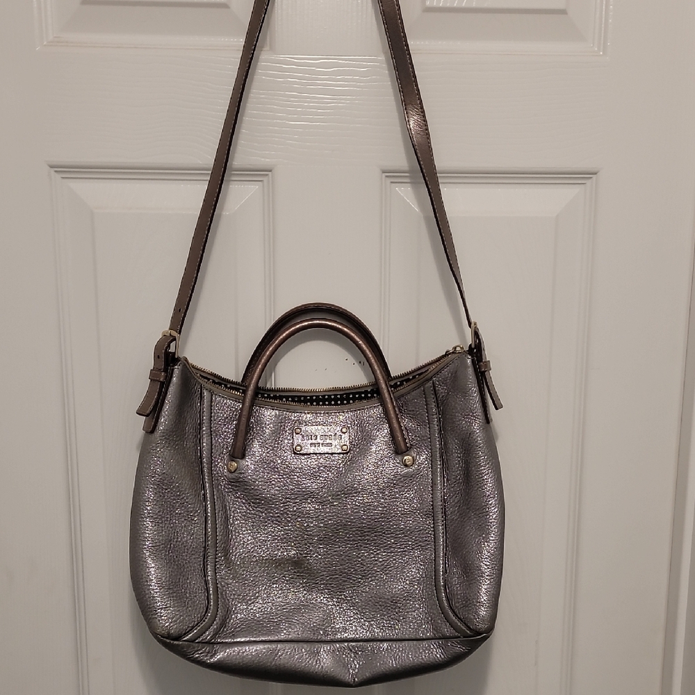 Kate Spade Silver Shoulder Bag with Soft Textured Finish, Fun And Flirty.